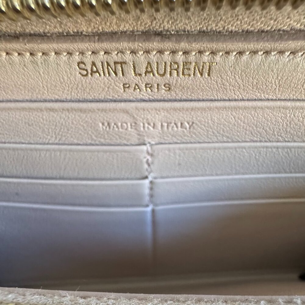 YSL Saint Laurent Monogram Croc-Embossed Zip Around Wallet Blush - Picture 3 of 13